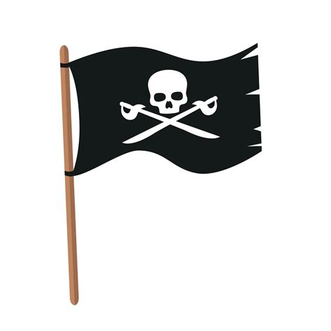 Pirate Flag With Skull And Crossbones In Flat Style Pirate Flag