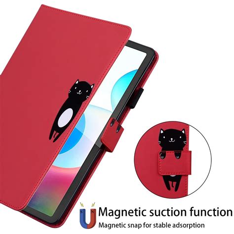 For Realme Pad Mini 8 7 Cartoon Buckle Leather Tablet Case Red