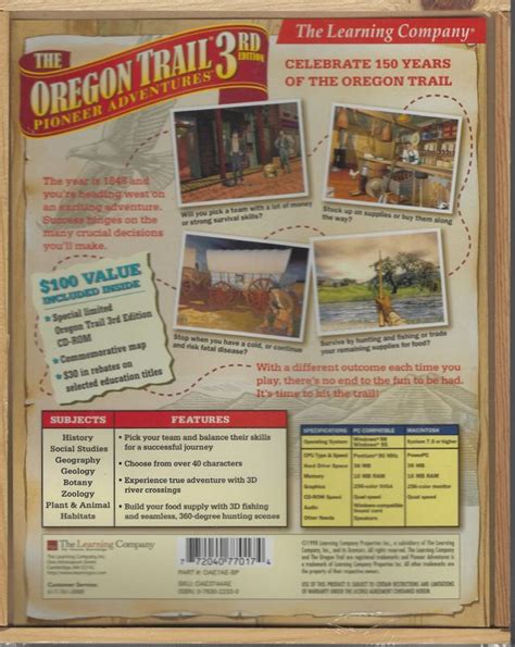 The Oregon Trail: 3rd Edition (Limited Edition) (1998) box cover art ...