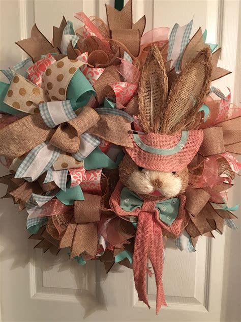 Easter Bunny Deco Mesh Wreath With Terri Bow Spring Wreath Easter