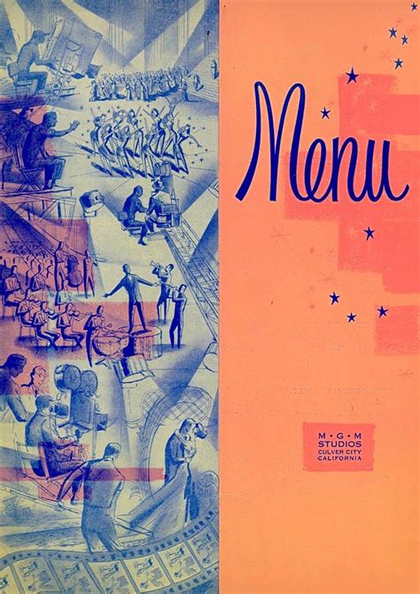 MGM commissary menu, circa late 1950s/early 1960s