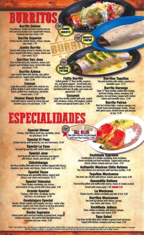 Menu EL Paso Blairsville