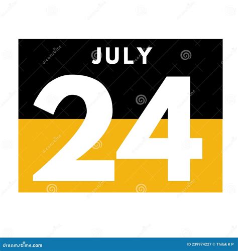 July 24 Flat Daily Calendar Icon Date Day Month Stock Illustration