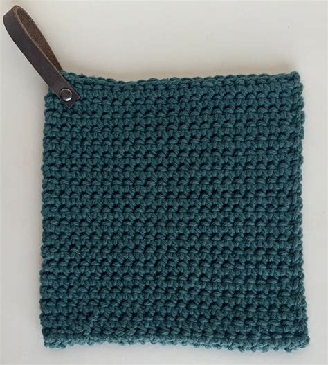 Potholder Hot Pad Trivet Cotton And Leather Or Suede Etsy