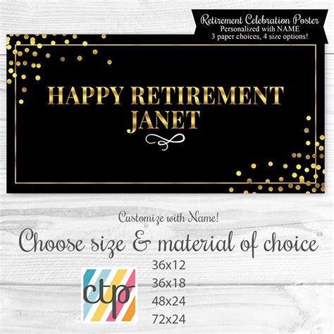 Retirement Party Decorations Custom Sign Long Poster Printed Retirement Sign Etsy