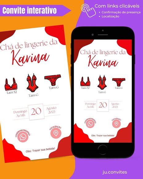 Convite Interativo Chá de Lingerie Elo Produtos Especiais