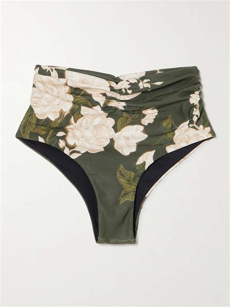 Agua By Agua Bendita Vaiven Gardenia Gathered Floral Print Recycled Bikini Briefs Net A Porter