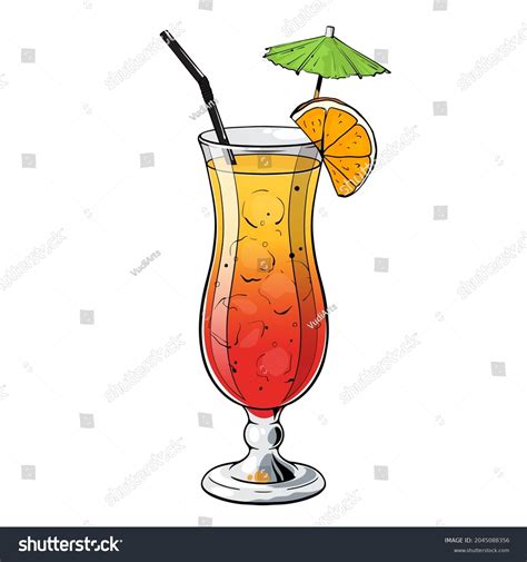 Cocktail Sex On Beach Hand Drawn Stock Vector Royalty Free Shutterstock