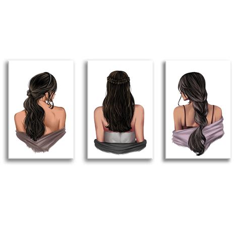 Mysterious Woman Canvas Set of 3 Piece Canvas Prints Wall Art Decor ...