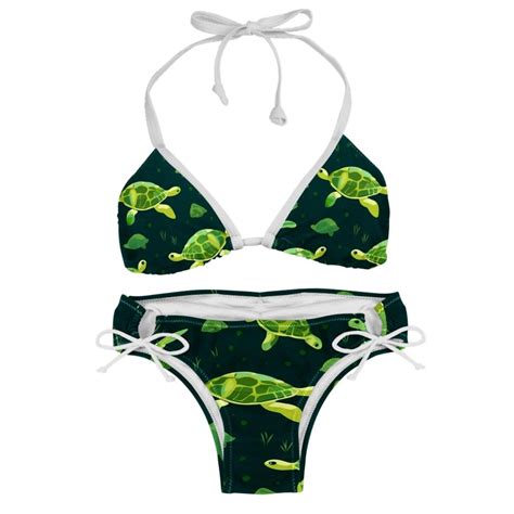 Turtle Seamless Women S Swimwear Bikini Set With Detachable Sponge And Adjustable Strap Two