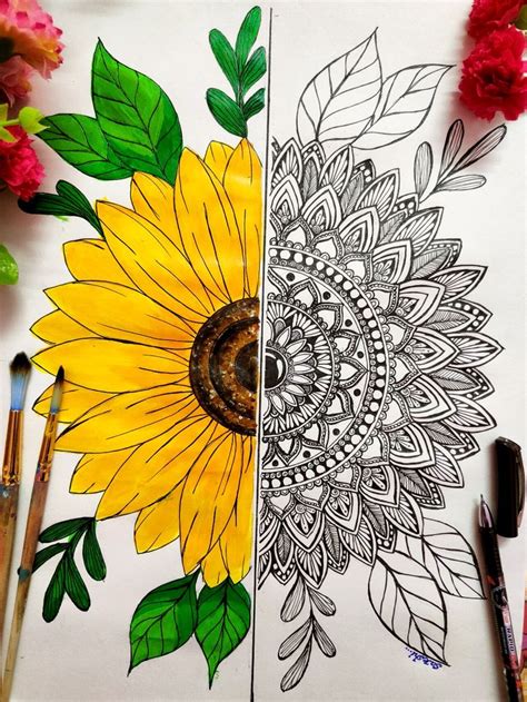 Sunflower Mandala Drawing