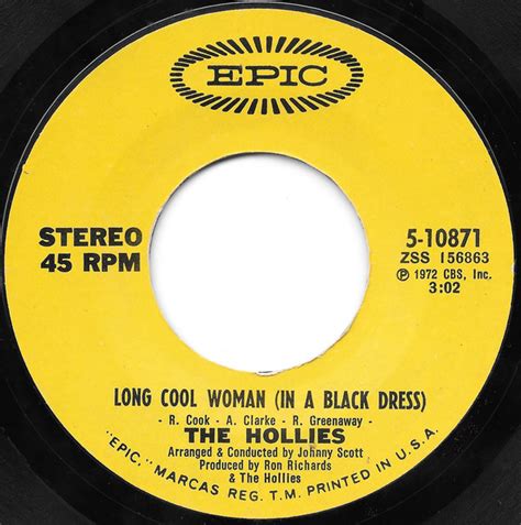 The Hollies Long Cool Woman In A Black Dress 1972 Pitman Pressing