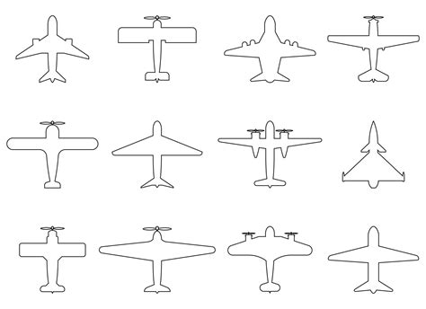 Top view of line plane icon set. Vector illustration isolated on white ...