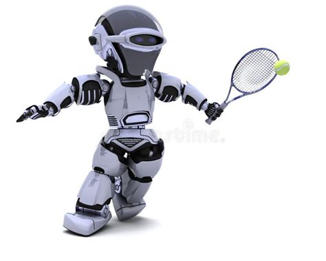 Robot playing tennis stock illustration. Illustration of character ...