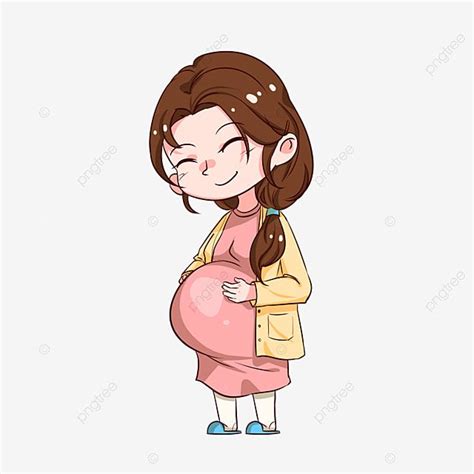 Cartoon Pregnant Woman PNG Transparent, Original Hand Drawn Cartoon ...