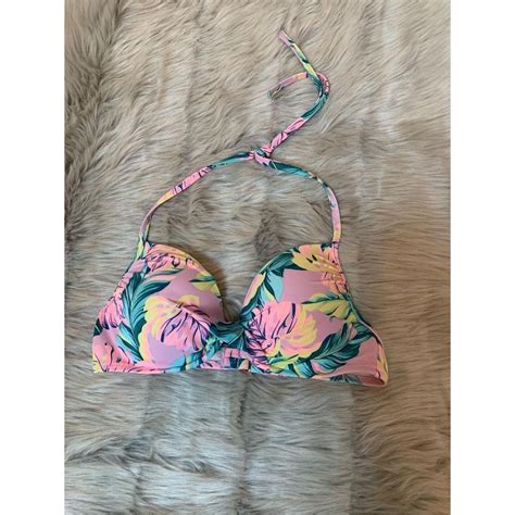Shade Shore Push Up Bikini Top Pink Tropical Depop