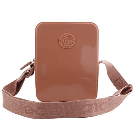 Bolsa Moleca Tiracolo Retangular PVC Feminina Nude Pequena Marrom