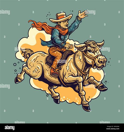 Rodeo Cowboy Bull Riding Cartoon Stock Vektorgrafiken Kaufen Alamy