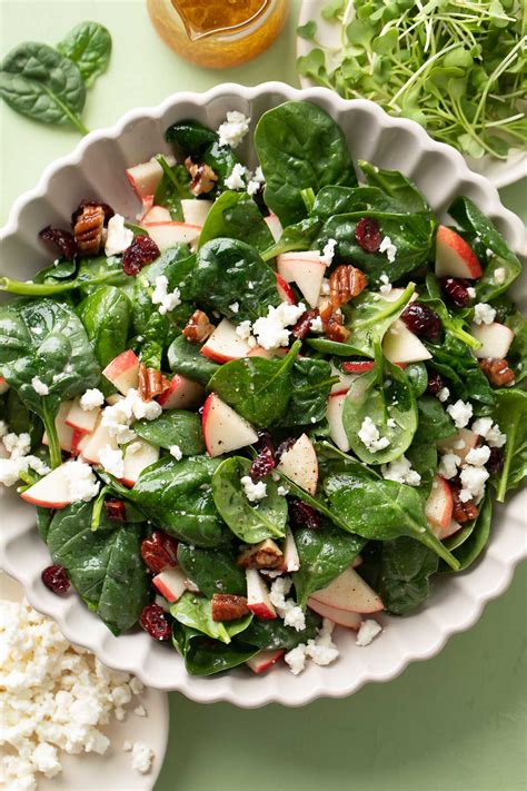 Apple Spinach Salad with Candied Pecans and Feta