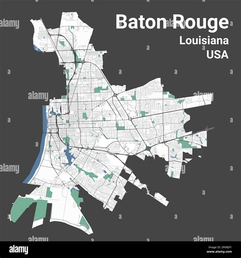 Baton Rouge map, capital city of the USA state of Louisiana. Municipal