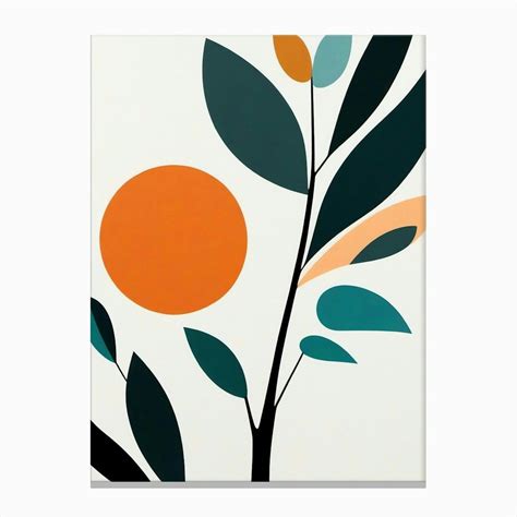 Orange Tree Abstract Canvas Print In Watercolor Flower Art