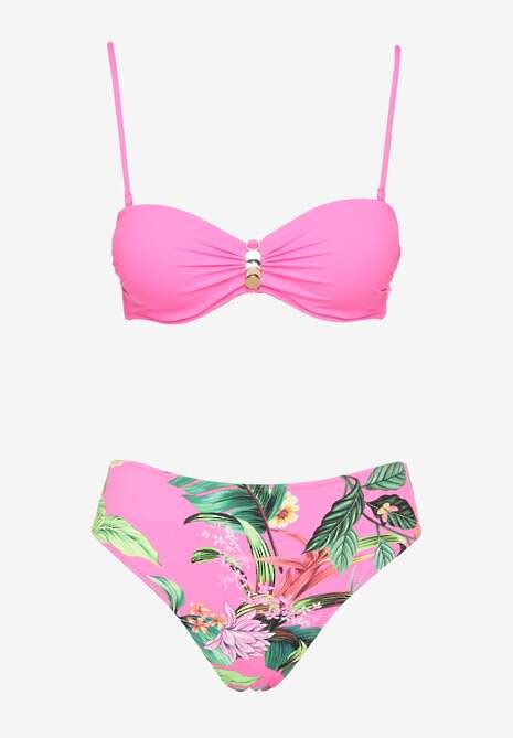 Fuksjowe Bikini Majtki Figi I Biustonosz Z Metalicznymi Aplikacjami Natorea Renee