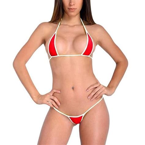Ensemble de bikini Micro maillot de bain pour femmes bikini ensemble deux pièces couleur unie