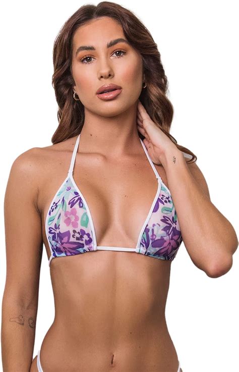 Amazon Wicked Weasel Oasis Mesh Sexy Tri Top Bikini Swimsuit Adjustable String Tie Sheer