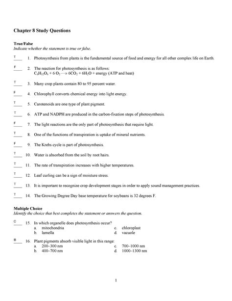 Chapter 8 Study Questions - Name: ________________________ Class