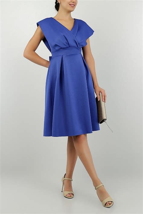 Secret Passion Lingerie Saks Mavisi Kendinden Kemerli Orta Boy Pileli Gece Nişan Mezuniyet Yeni