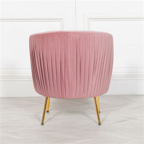 Claudette Velvet Pink Gold Legs Dressing Table Stool Upholstered