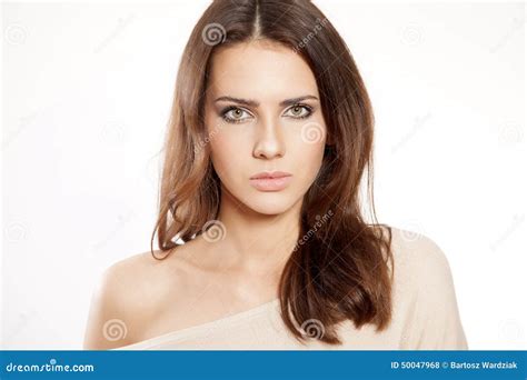 Portret Mooi Brunette Stock Foto Image Of Wijfje Haarstijl 50047968