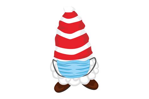 Free Stripe White And Red Gnomes Wearing Medical Mask 21910193 Png With