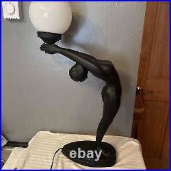 Art Deco Lamp Vintage MCM Art Deco Nude Naked Lady Table Lamp Black