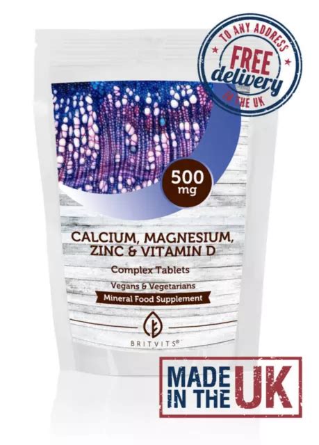 CALCIUM MAGNESIUM ZINC Vitamin D Tablets Complex Letterbox Friendly