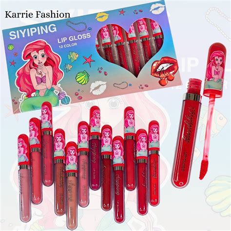 SIYIPING Mermaid Nude Red Moisturising Matte Lip Gloss Lip Stick 12pcs Set Waterproof RM15 99