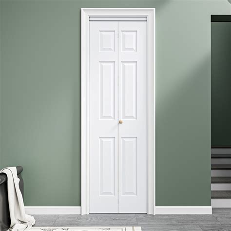 Paintable 6 Panel Bifold Door with Hardware Kit, Smooth Surface , White