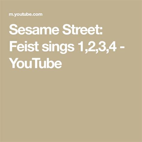 Sesame Street: Feist sings 1,2,3,4 - YouTube | Sesame street, Singing ...