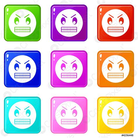 Angry Emoticons 9 Set Stock Vector 4256448 Crushpixel