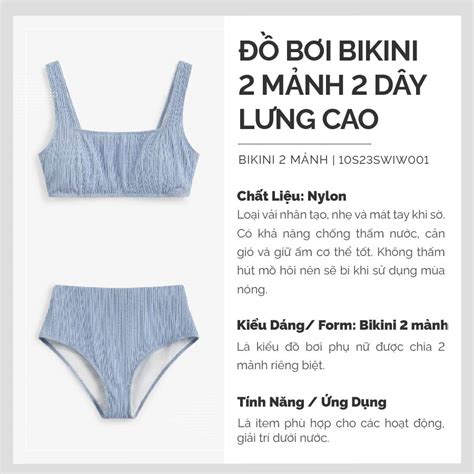 Đồ Bơi Bikini Nữ 2 Mảnh 2 Dây Lưng Cao Trơn Routine 10S23SWIW001 Shopee Việt Nam