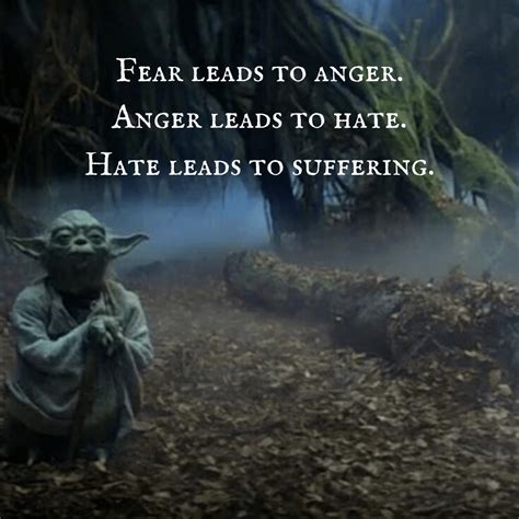 Fear leads to anger. Anger leads to hate. Hate leads to suffering ...