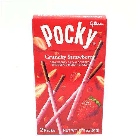 Glico Pocky Crunchy Strawberry Cream Covered Chocolate Biscuit Sticks 1