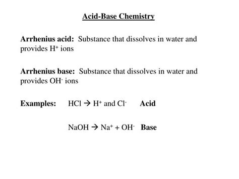 PPT Acid Base Chemistry Arrhenius Acid Substance That Dissolves In