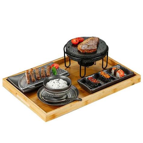 Sizzling Hot Stone BBQ Grill Set For Steak Pizza Cooking