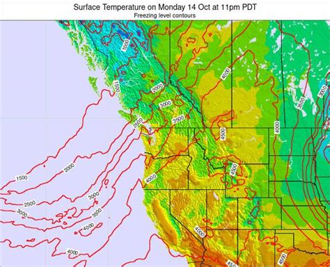 Washington Surface Temperature On Sunday 07 Mar At 4pm Pst