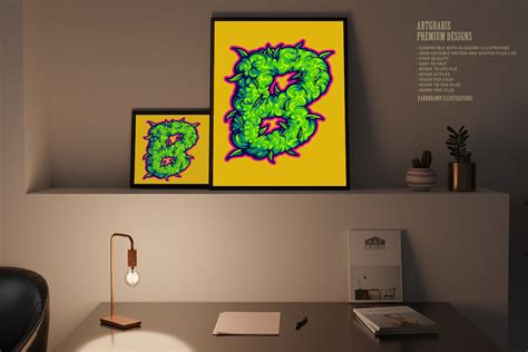 Marijuana monogram captivating capital B By artgrarisstudio | TheHungryJPEG