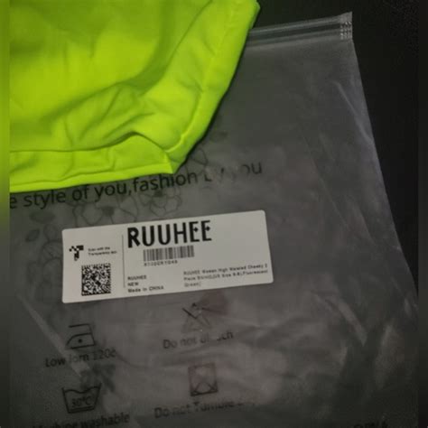 Ruuhee Swim Ruuhee High Wasted Piece Padded Pushup Flourescent Green Bikini New Large