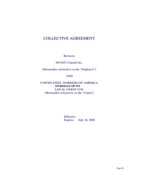 Fillable Online Collective Bargaining Agreement Cameco Fax Email