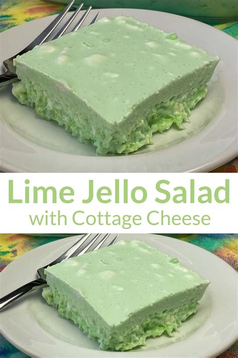 Collage Of Lime Jello Salad With Cottage Cheese On A Plate Jello