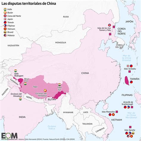 El mapa de las disputas territoriales de China - Mapas de El Orden